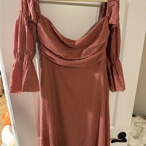 Worth Collective off the shoulder midi dress mauve